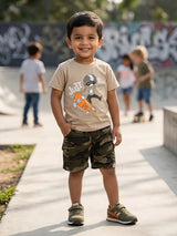 Boys "Just Ride" Skateboard Tee & Camo Cargo Shorts Set