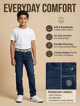 Boys Navy Blue Slim Fit Stretchable Jeans