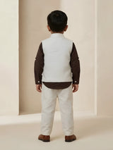 Boys Brown and Cream Textured Waistcoat Set