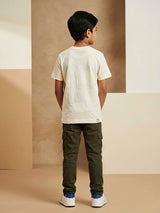Boys Cream Drifting King Printed T-Shirt