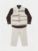 Boys Brown and Cream Textured Waistcoat Set
