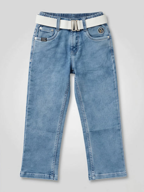 Boys Premium Blue Slim Fit Jeans with Graphic Tee Set