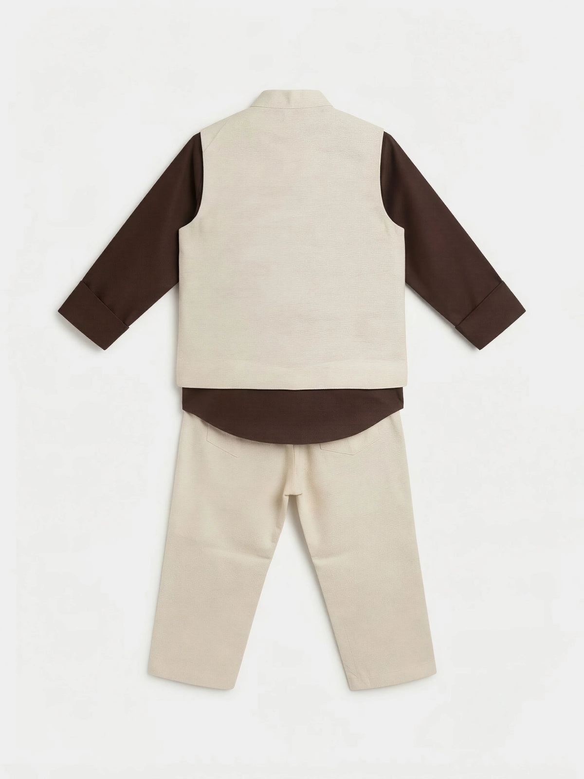 Boys Brown and Cream Textured Waistcoat Set