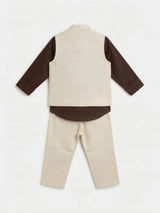 Boys Brown and Cream Textured Waistcoat Set