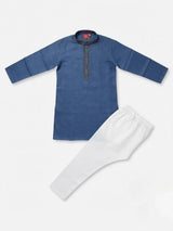Navy Blue Solid Kurta Pajama Set for Boys