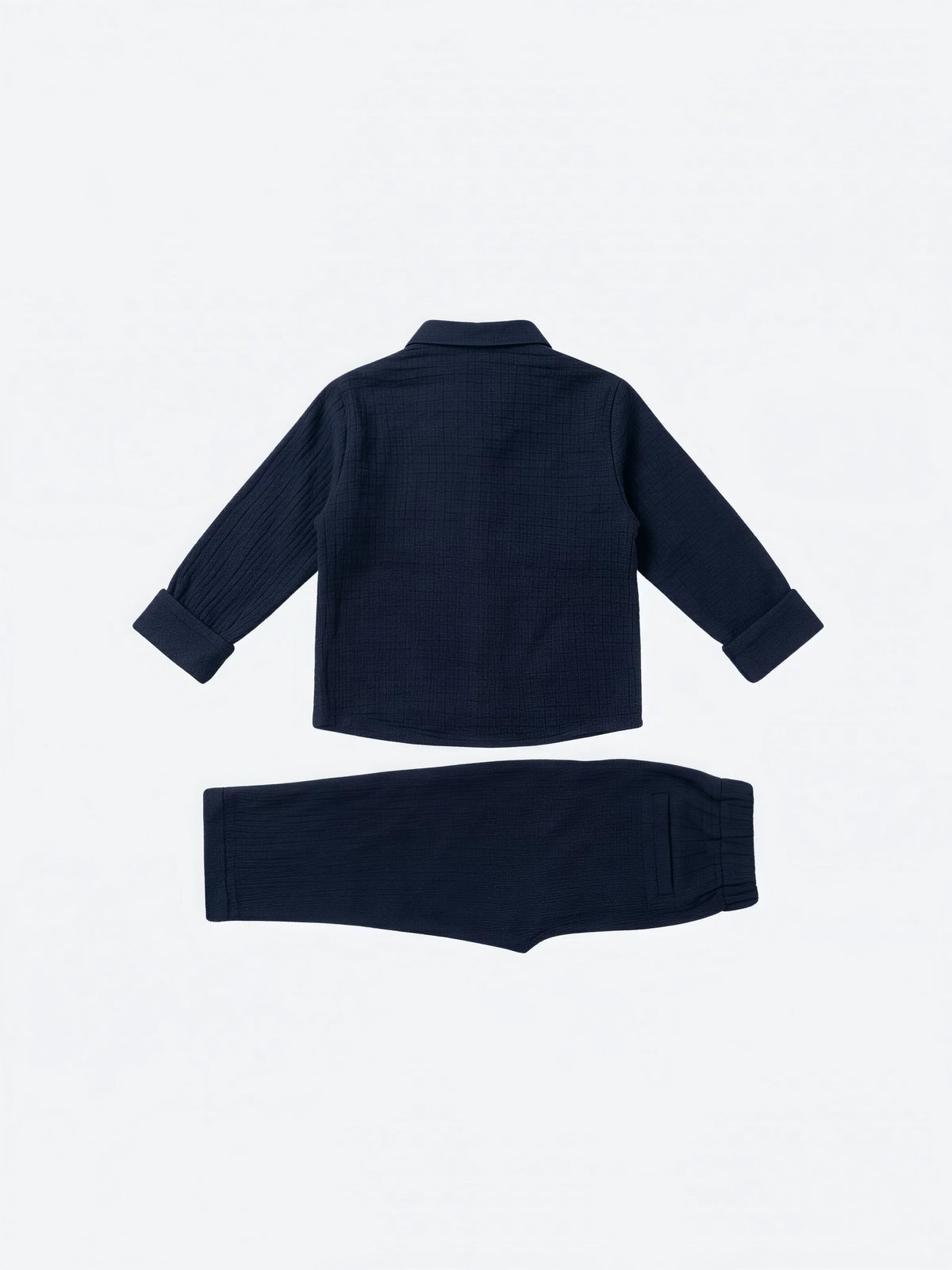 Navy Blue Solid Boys Coordinate Set with Polo Branding Kids