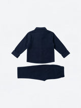 Navy Blue Solid Boys Coordinate Set with Polo Branding Kids