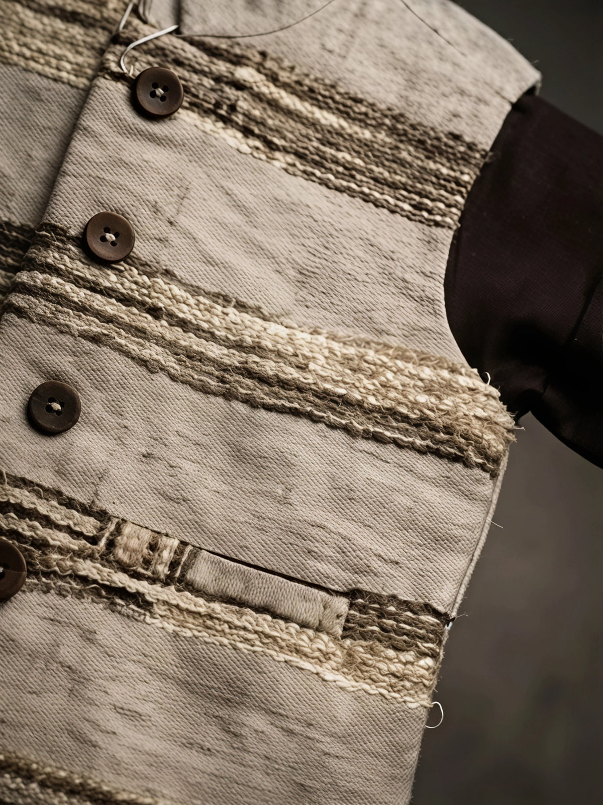 Boys Brown and Cream Textured Waistcoat Set