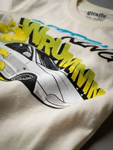 Boys Cream Drifting King Printed T-Shirt
