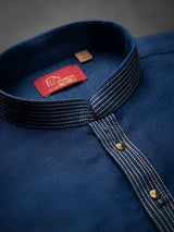 Navy Blue Solid Kurta Pajama Set for Boys