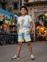 Boys Blue Skater Print Cotton Coordinate Set