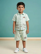 Boys Mint Green Tropical Print Coord Set