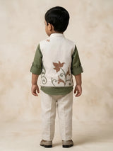 Boys Green Embroidered Waistcoat