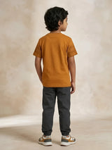 Brown Cotton Graphic Print T-Shirt