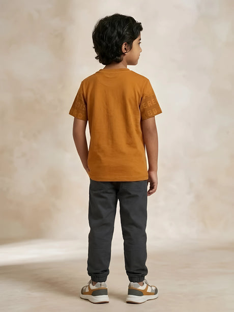 Brown Cotton Graphic Print T-Shirt