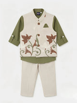 Boys Green Embroidered Waistcoat