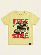 Boys Yellow Graphic Casual T-Shirt