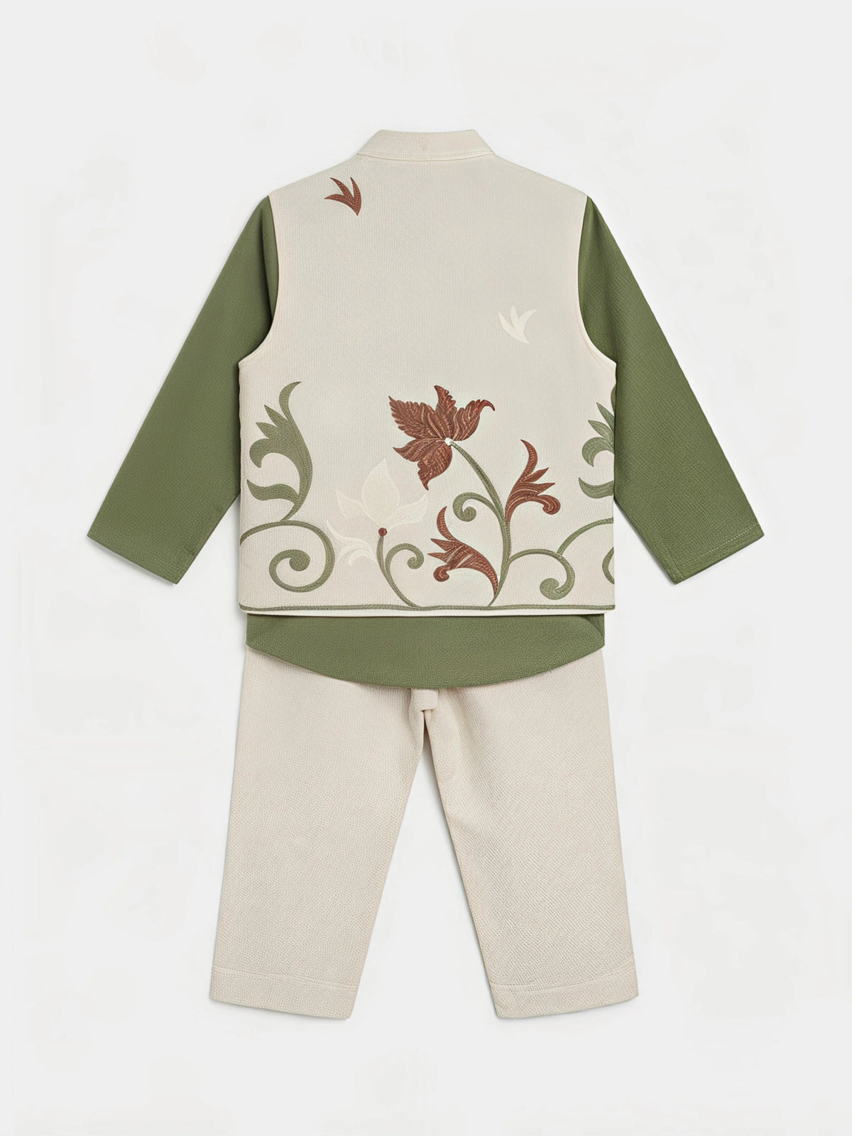 Boys Green Embroidered Waistcoat