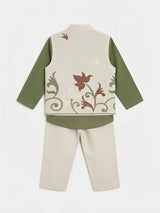 Boys Green Embroidered Waistcoat