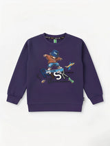 Purple Bear Graphic Print T-Shirt