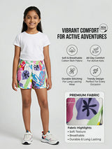 Girls' Vibrant Tropical Print Multi-Color Shorts with Pockets