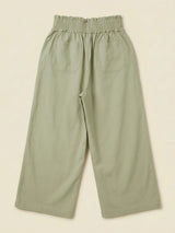 Girls Sage Green High-Waist Wide-Leg Casual Pants