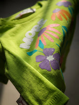 Girls Lime Green Floral Graphic Print T-Shirt.