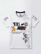 Boys White Tom and Jerry Graphic T-Shirt