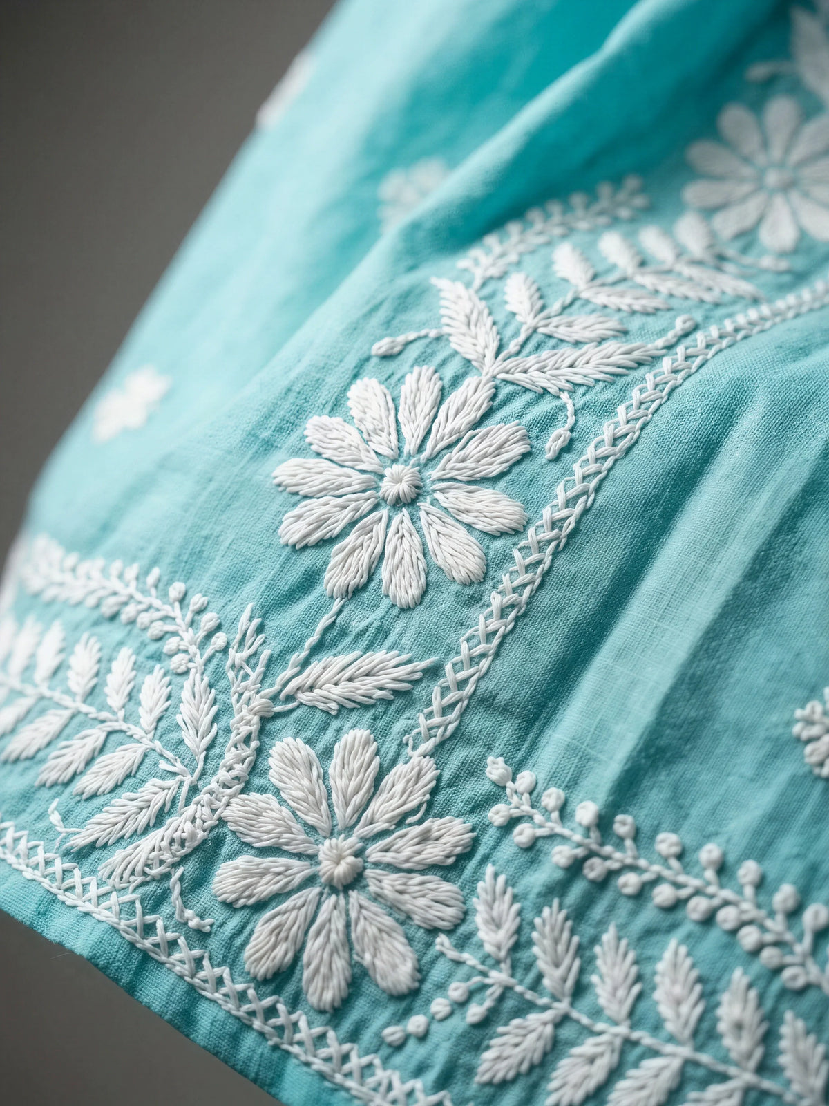 Girls Sky Blue Embroidered Anarkali Kurta Palazzo Set.