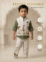 Boys Green Embroidered Waistcoat