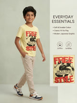 Boys Yellow Graphic Casual T-Shirt