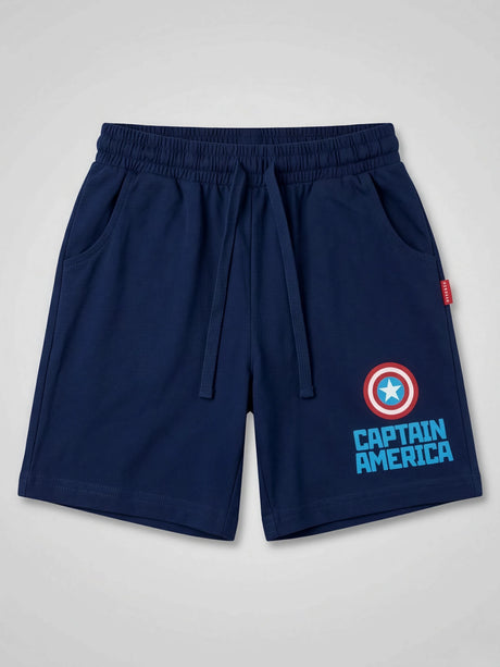Boys Navy Blue Captain America Graphic Shorts