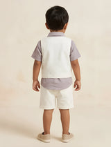 Purple Car Print Boys Coordinate Set with Vest and Shorts