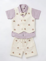 Purple Car Print Boys Coordinate Set with Vest and Shorts