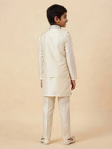 Cream Embroidered Kurta Pajama Set for Boys