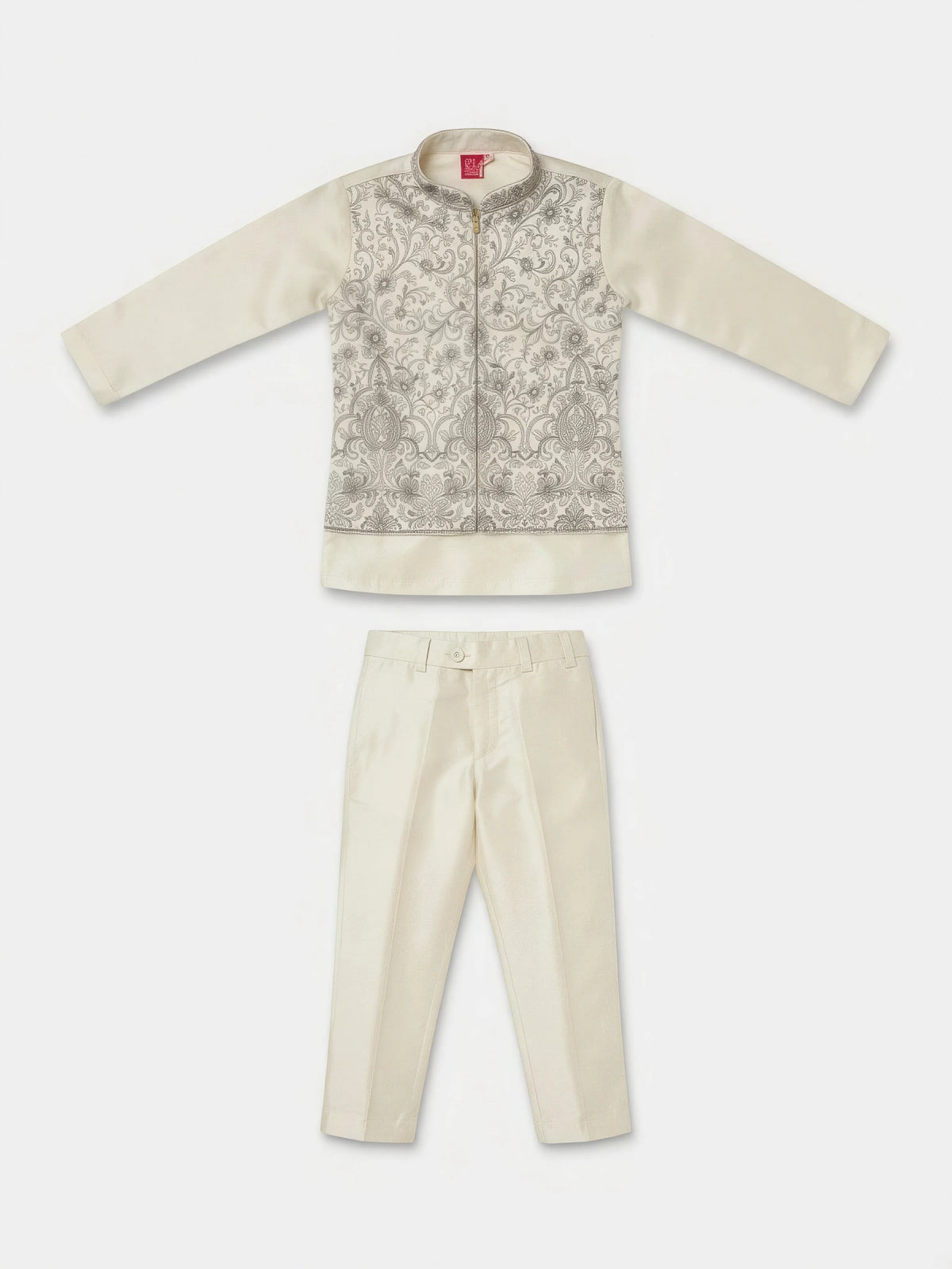 Cream Embroidered Kurta Pajama Set for Boys
