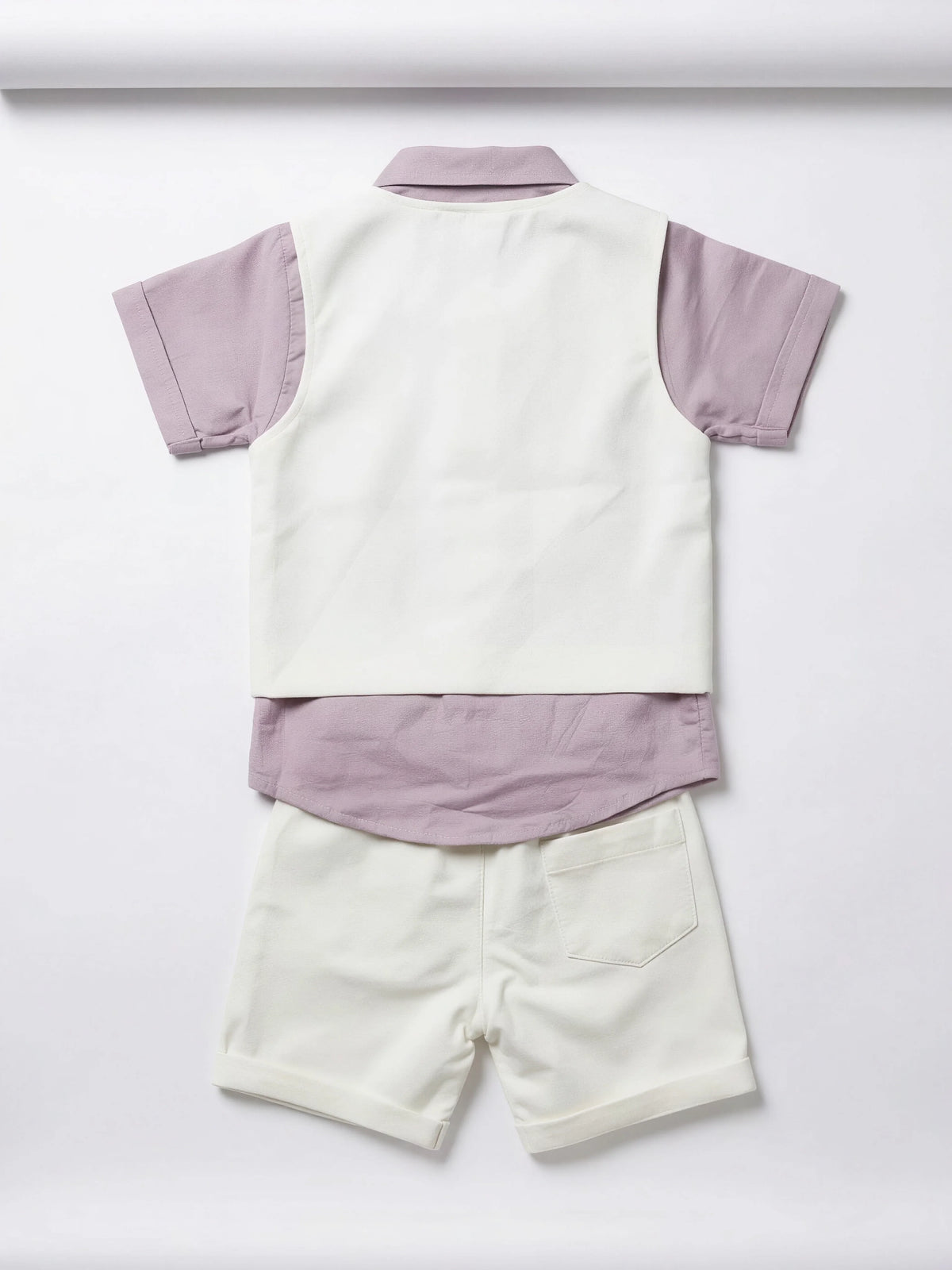 Purple Car Print Boys Coordinate Set with Vest and Shorts