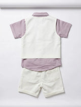 Purple Car Print Boys Coordinate Set with Vest and Shorts