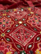 Girls Red Printed Lehenga Choli Set with Dupatta & Tassels
