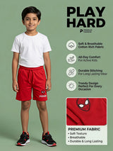 Boys Red Spider-Man Graphic Cotton Shorts