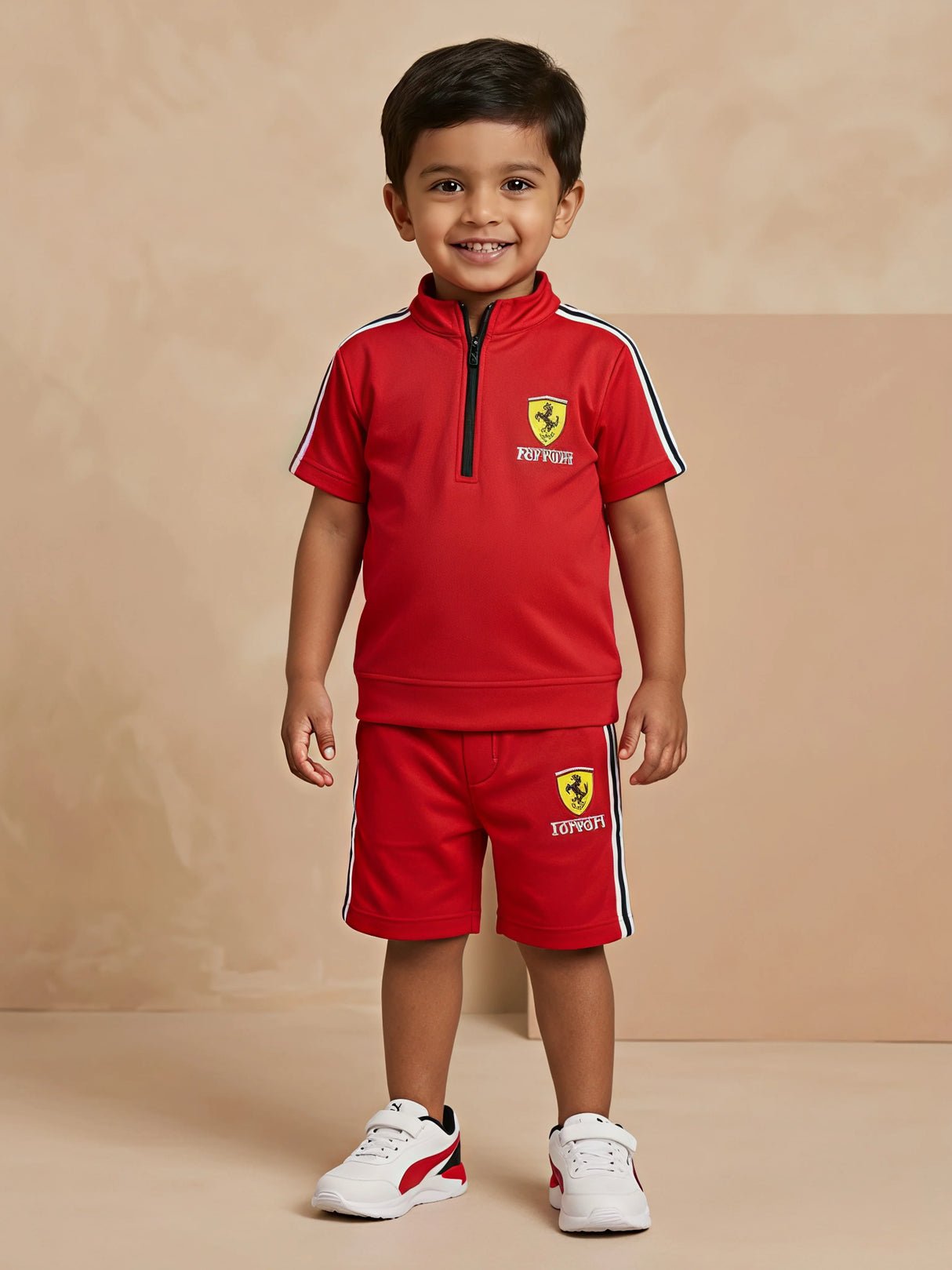 Boys Red Ferrari Inspired Sporty Coordinate Set
