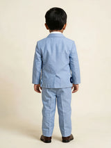 Boys Light Blue Embroidered Coat Suit