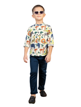 Boys' Safari Print Shirt & Navy Trouser Set