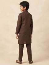 Brown Solid Jodhpuri Kurta Pajama Set for Boys