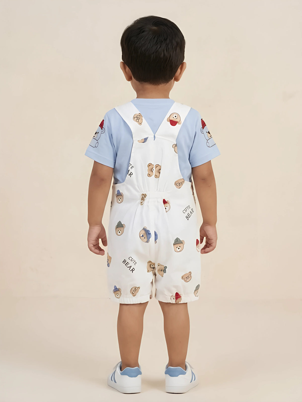 Blue Cute Bear Printed Cotton Boys Coordinate Set