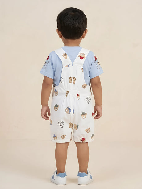 Blue Cute Bear Printed Cotton Boys Coordinate Set
