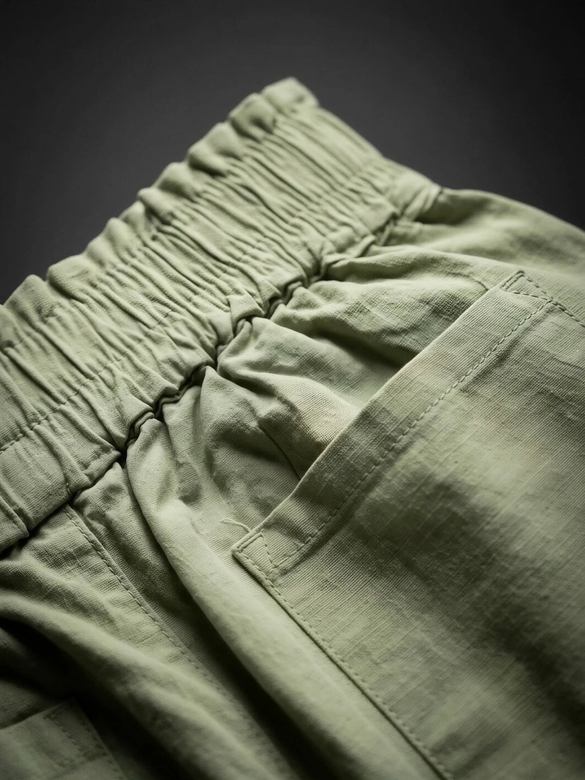 Girls Sage Green High-Waist Wide-Leg Casual Pants