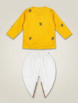 Vibrant Yellow Printed Kanha Dhoti Kurta Set for Boys.