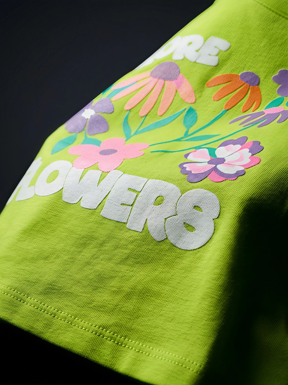 Girls Lime Green Floral Graphic Print T-Shirt.