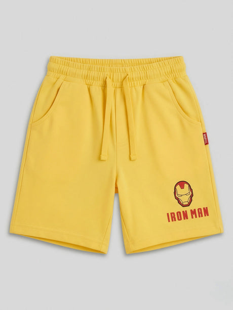 Boys Yellow Iron Man Cotton Shorts